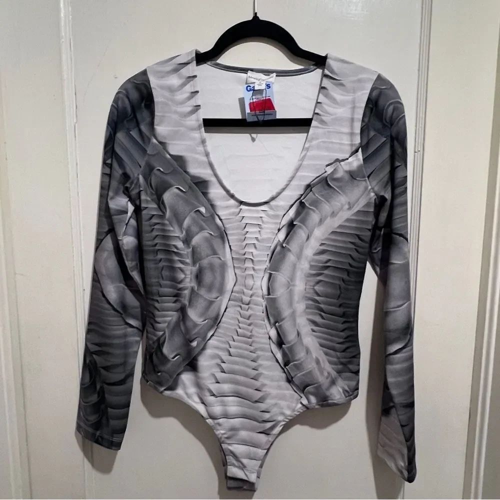 Making the Cut Women's Medium NWT Gray Long Sleeve Bodysuit Dance Dancewear
